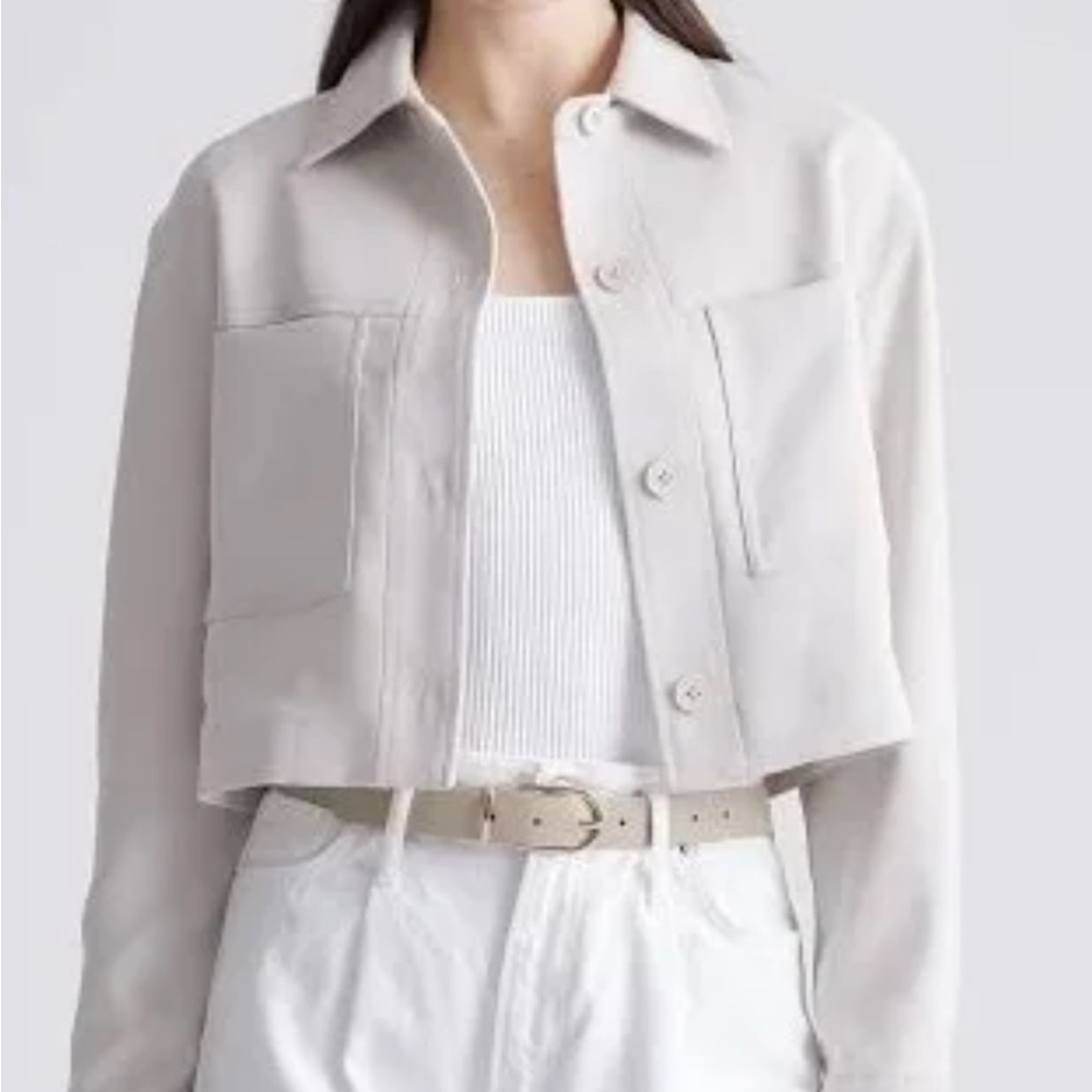 Quince - Women’s Stretch Crepe Cropped Jacket - white small